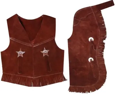 $42.84 • Buy Showman Kid's Size Suede Leather Western Chaps & Vest Set