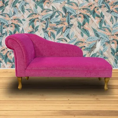 Pink Fuchsia Velvet Chaise Longue Sofa | Accent Sofa Chair | British Handmade • £470