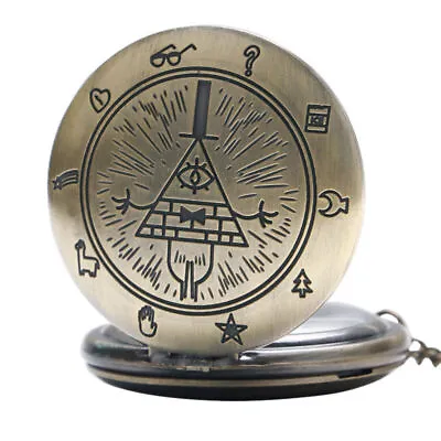 Bronze Pyramid Pattern Necklace Quartz Pocket Watch Eye Of Providence Free-Mason • $4.59