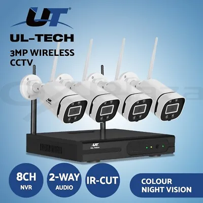UL-tech 3MP Wireless CCTV Home Security System Outdoor IP Camera 8CH WiFi NVR • $199.95