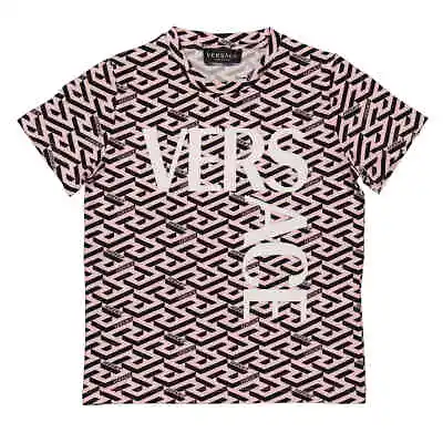 Young Versace Girls La Greca Logo Print Cotton T-Shirt Size 6 • $135.29