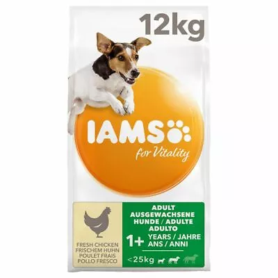 IAMS For Vitality Small/Medium Adult With Fresh Chicken Complete Dog Food 12kg • £35.99