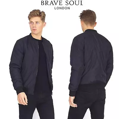 Brave Soul Sanjay Mens Padded Bomber Jacket Zip Up Lightweight Warm Outdoor Coat • £16.99