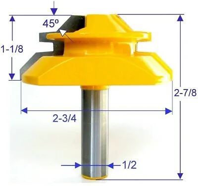 1 Pc 1/2  SH 2-3/4  Diameter 45° Lock Miter Router Bit S • $18.25