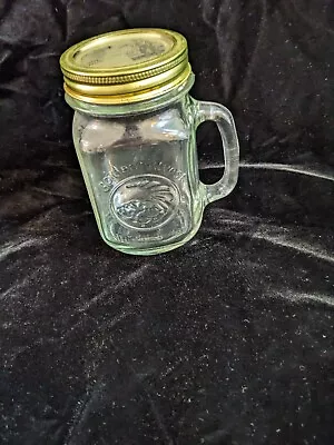  Vintage 16 Oz Golden Harvest Mason Drinking Jar With Handle • $5