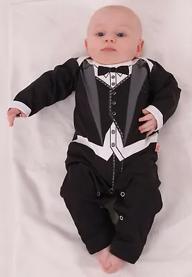 Dijjie Baby Tuxedo Playsuit Black Formal Babygrow • £9.99