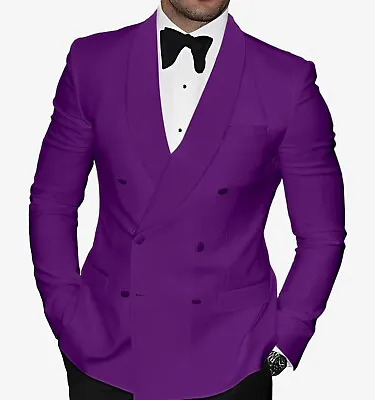 Men Suit Double Breasted Man Blazer Regular Fit Coat Tuxedos Groom Wedding Prom • $72.79