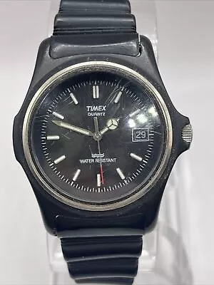 Timex Men's Quartz Watch Black Plastic Band & Case Water Resistant- New Battery • $10.20