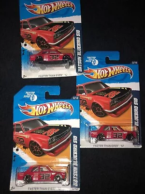 2012 Hot Wheels Faster Than Ever #2/10 Datsun Bluebird 510 (Red) • $12