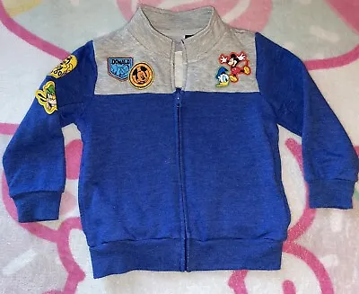 Disney Mickey Mouse Toddler 3T Hooded Zip Up Varsity Jacket Coat Donald Goofy • $8