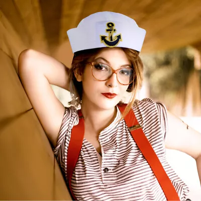 Ladies Sailor Hat Yacht Nautical Hat Sea Party Hat Yacht Sailor Hat • £7.98