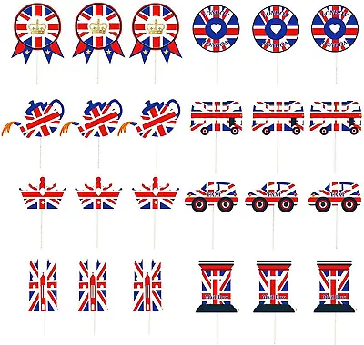 Kings Coronation Decorations Cake Toppers Cocktail Sticks24P Union Jack Flag • £7.75
