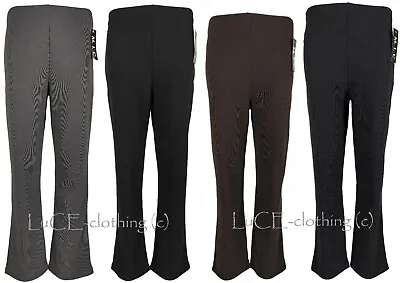 £8.95 • Buy New Ladies Straight Boot Cut Leg Trousers Womens Ribbed Stretch Pull On Pants