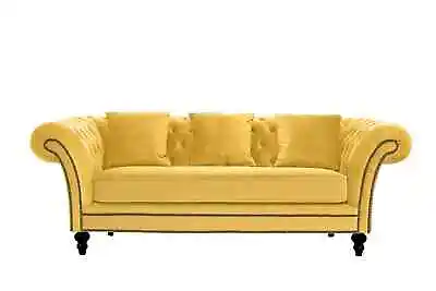 IN STOCK Brand New Handmade 3.5 Seater Chesterfield Sofa Mustard Velvet RRP£1871 • £890