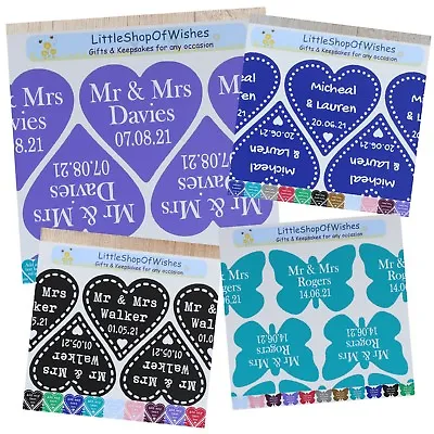 £3.95 • Buy Personalised Wedding Stickers Vinyl Heart Butterfly Favours Labels Seal 3 - 6cm