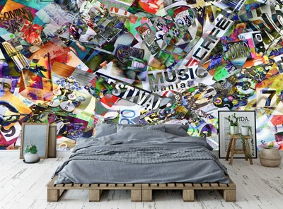 £95.99 • Buy Graffiti Collage Wallpaper Kid's Wall Mural Photo Children's Room Paper Poster