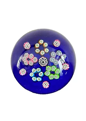 Vintage Paul Ysart Millefiori Thistle Mark Cobalt Blue Art Glass Paperweight • £1205.61