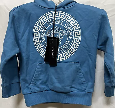 Kids Versace Hoodie Blue Sweatshirt Versace Logo Size 4 $290 • $79.99