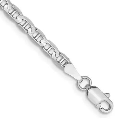 14K White Gold 8 Inch 5.25mm Concave Anchor Mariner Chain Bracelet • $427