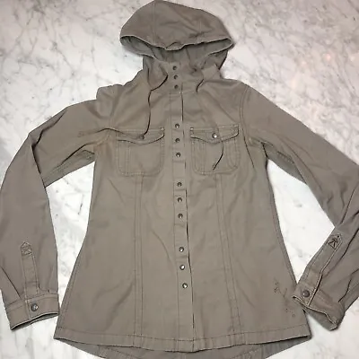 Ibex Cotton Jacket Field Coat Snap Hooded Khaki Tan Excellent  • $15
