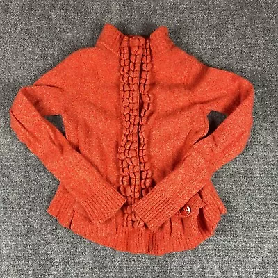 Moth ANTHROPOLOGIE ORANGE SNAPLONG SLEEVE WOOL CARDIGAN SWEATER S/P Smalll • $13.59