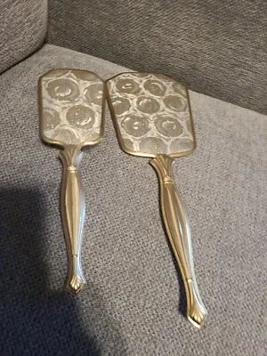 Vintage Vanity Hair Brush And Mirror With SWIRL Design   • $9.99