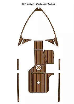 2012 Malibu 21ft Wakesetter Cockpit Pad Boat EVA Foam Faux Teak Deck Floor Mat • $550