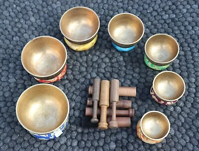 Set Of 7tibetan Singing Bowl-Use For Yoga Meditation Sound-Handmade In Nepal • $132.05