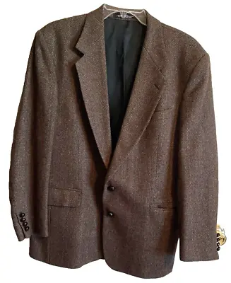 Vintage ROBERT STOCK CLASSIC Mens SPORTS COAT Blazer 42R Brown WOOL TWEED • $39.97