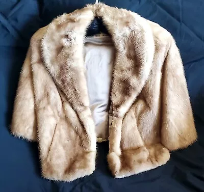 Vintage Projanski Genuine Women's 100% Mink Fur Stole Capelet - Blonde • $94