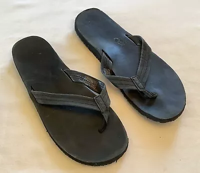 Ugg Black Leather Flip Flops Mens Size US 13 Eu 47 • $11.50