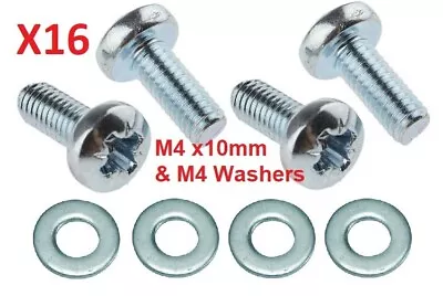 16x M4 X 10mm TV Or Computer Monitor Stand Bracket Mounting Screws & Washers • £3.21
