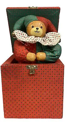 Vintage 1983 Enesco Court Jester Bear In The Box Pop Up Figurine • $24.95