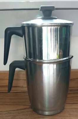 Vintage Rena Ware Stainless 6-8 Cup Drip Coffee Pot 2 Tier Stove Top • $44.99