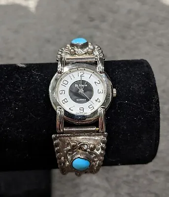 Old Pawn Native American Indian Jewelry Sterling Silver Turquoise Watch Signed • $45