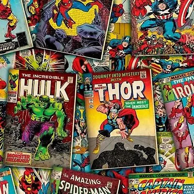 Marvel Retro Comic Covers Multicolor 100% Cotton Fabric By The Yard • $9.95