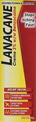 Lanacane Medicated Creme Insect Bites Skin Relief Itching Stings 30g Pack Bite  • £5.99