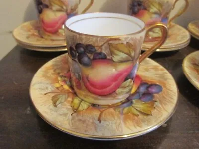 £393.27 • Buy Aynsley Set Of 8 Coffee Cup And Saucer Orchard Fruit Signed D. Jones & N. Brunt