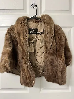 Vintage Womens Fur Shawl - Brown Cape/ Wrap Shrug Coat • $39.99
