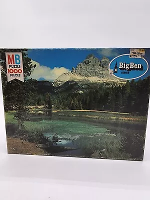 VTG NOS 1978 SEALED MB Big Ben 1000Pc Puzzle 20x26” Dolomites Lago Antonio • $19.95