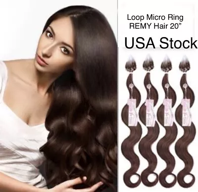 Loop Micro Ring 100 % Remy Hair Extensions 2 Packs (50 Strands) # 4 Rich Mocha • $45