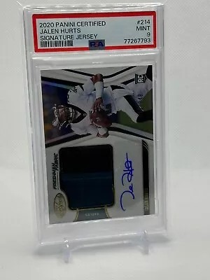 $1 • Buy Jalen Hurts 2020 Certified Freshman Fabric Auto Jersey Patch Rc 020/249 Psa 9