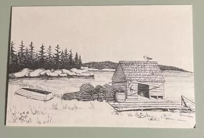 C1979 Postcard Artist Anne Kilham Lobster Shack Traps Boat Gull Pier Signed • $8.55