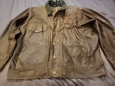 Filson Short Cruiser Jacket Tin Cloth Tan XL VintageLOTS Of Patina / Patch Work • $199