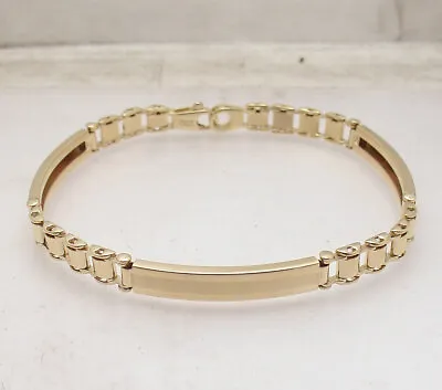 Mens Designer Rlx Style Railroad ID Panther Bracelet Real Solid 10K Yellow Gold • $889