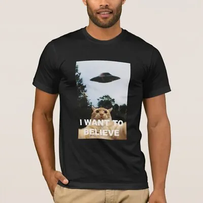 I Want To Believe UFO Funny Cat Selfie International UFO Day T-Shirt • $22.55