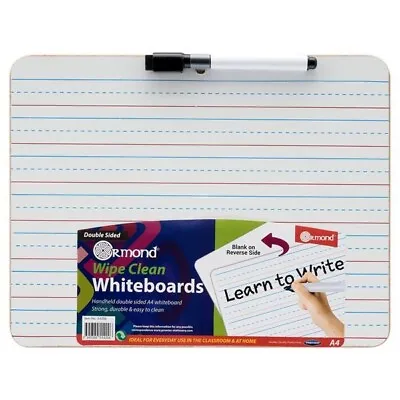 A4 Writing & Drawing Whiteboard With Marker Drywipe Kids Learning Notice Board • £5.39