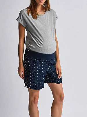 £9.38 • Buy Dotty P's Navy Spotted Under Bump Cotton Maternity Safari Shorts Size 6 - 22 New