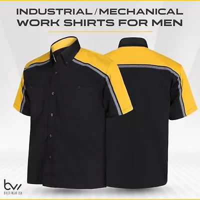 Men's Mechanical/industrial Work Shirt - Button-down & Reflective Safety Lining • $26.99