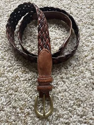 Coach 3850 Men’s 38 Bristish Tan Braided Brown Leather Belt Brass Buckle • $44.99